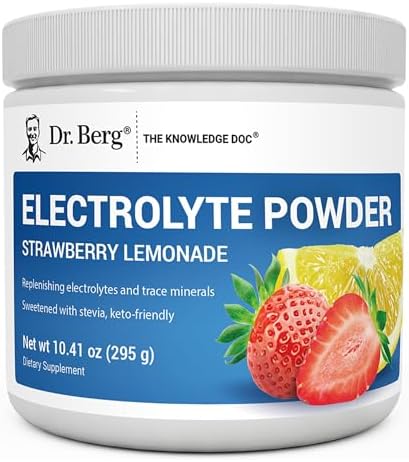 Dr. Berg Zero Sugar Hydration Keto Electrolyte Powder - Enhanced w/ 1000 mg of Potassium & Real Pink Himalayan Salt (NOT Table Salt) - Lemonade Flavor Hydration Drink Mix Supplement - 100 Servings
