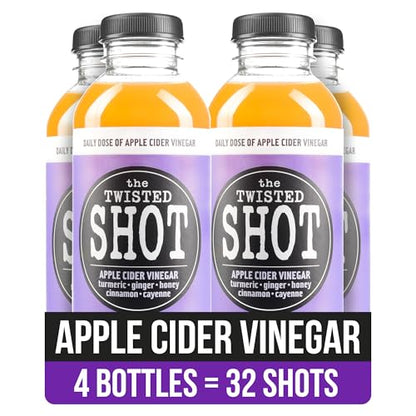 The Twisted Shot | Organic Apple Cider Vinegar Wellness Shots with Ginger, Turmeric, Honey, Cinnamon and Cayenne | Digestion, Immunity and Gut Health Support | Ready to Drink | , 2 oz Mini Bottles