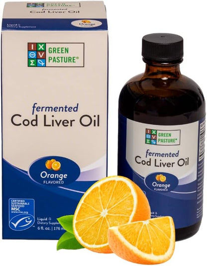 Green Pasture - Fermented Cod Liver Oil Liquid - 6 fl. oz. - Orange