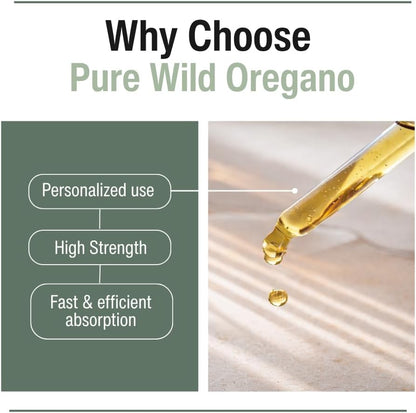 Wild Oregano Oil Organic - 100% Pure Undiluted Organic Wild Oregano Oil with 86-90% Carvacrol, Immune Support - Plant-Based, Herbal Supplement - Vegan, Non GMO, Gluten Free, 1fl.oz/30ml