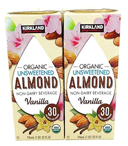 Kirkland Organic Unsweetened Almond Non-Dairy Beverage/Milk Vanilla (32 Oz.) Cartons