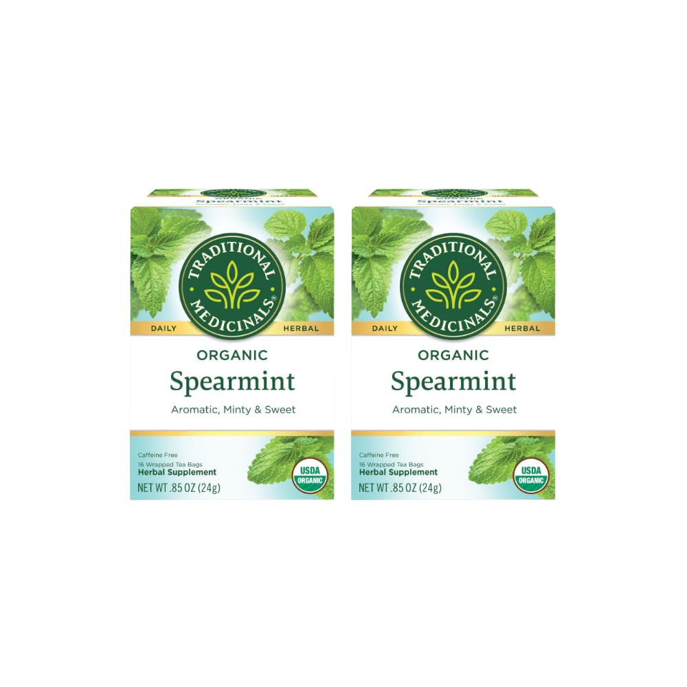 Traditional Medicinals Organic Spearmint Herbal Tea, Healthy & Refreshing, (Pack of 1) - 16 Tea Bags