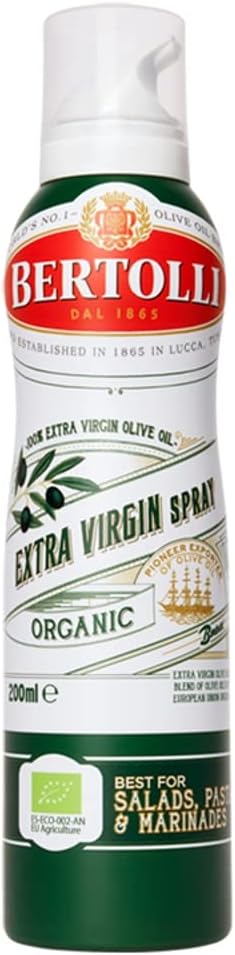 Bertolli Organic Extra Virgin Olive Oil Spray, Organic Olive Oil Extra Virgin Cooking Spray Bottle, 200 ml