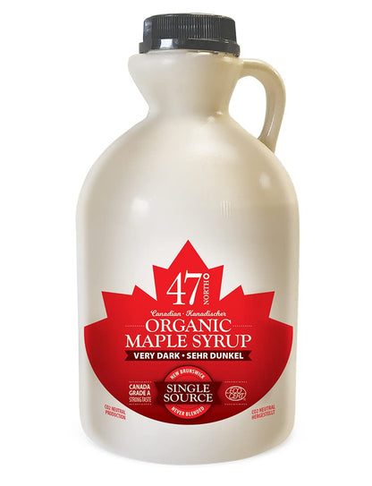 47° North Canadian Organic Maple Syrup Very Dark, 250g, Single Source, Grade A, Gluten Free, Vegan, Organic Maple Syrup, Strong Flavour for Pancakes & More