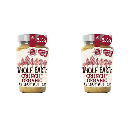 Whole Earth Crunchy Organic Peanut Butter, 340 g Jar, Original Nut Spread Made with All Natural Ingredients, No Added Sugar, Gluten Free, Vegetarian & Vegan Friendly