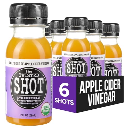The Twisted Shot | Organic Apple Cider Vinegar Wellness Shots with Ginger, Turmeric, Honey, Cinnamon and Cayenne | Digestion, Immunity and Gut Health Support | Ready to Drink | , 2 oz Mini Bottles