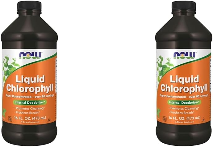 NOW Supplements, Liquid Chlorophyll, Super Concentrated, Internal Deodorizer*,Boost Energy, Mint Flavor, 16-Ounce