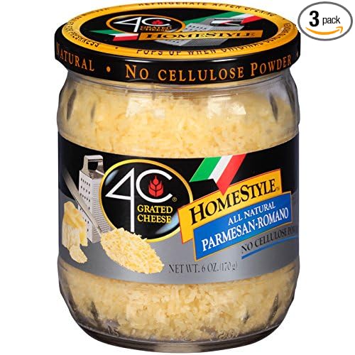 4C Premium Grated Cheese | All Natural, No Preservatives | Assorted Italian Flavors 6oz-8oz (Parmesan Romano - HomeStyle, 3pk-Glass)