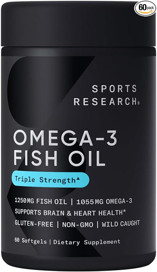 Omega-3 Fish Oil, Triple Strength, 90 Softgels, Sports Research