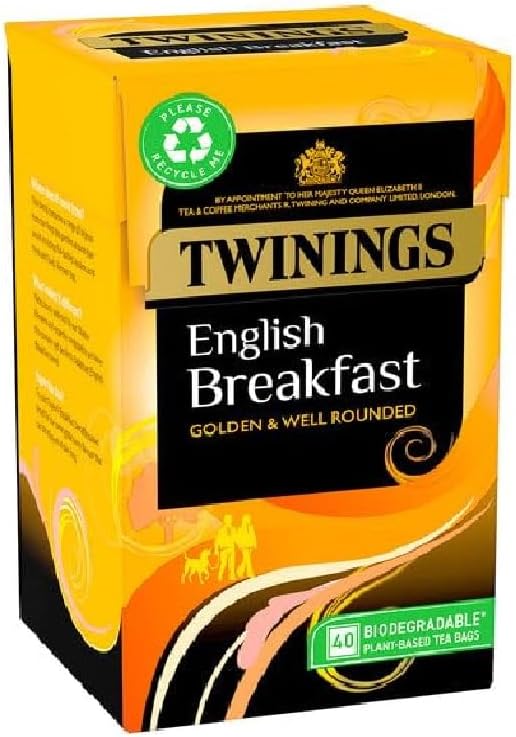 Twinings English Breakfast Decaf Tea | Golden, Well Rounded & Full Bodied Decaffeinated Black Tea | 40 Biodegradable Tea Bags