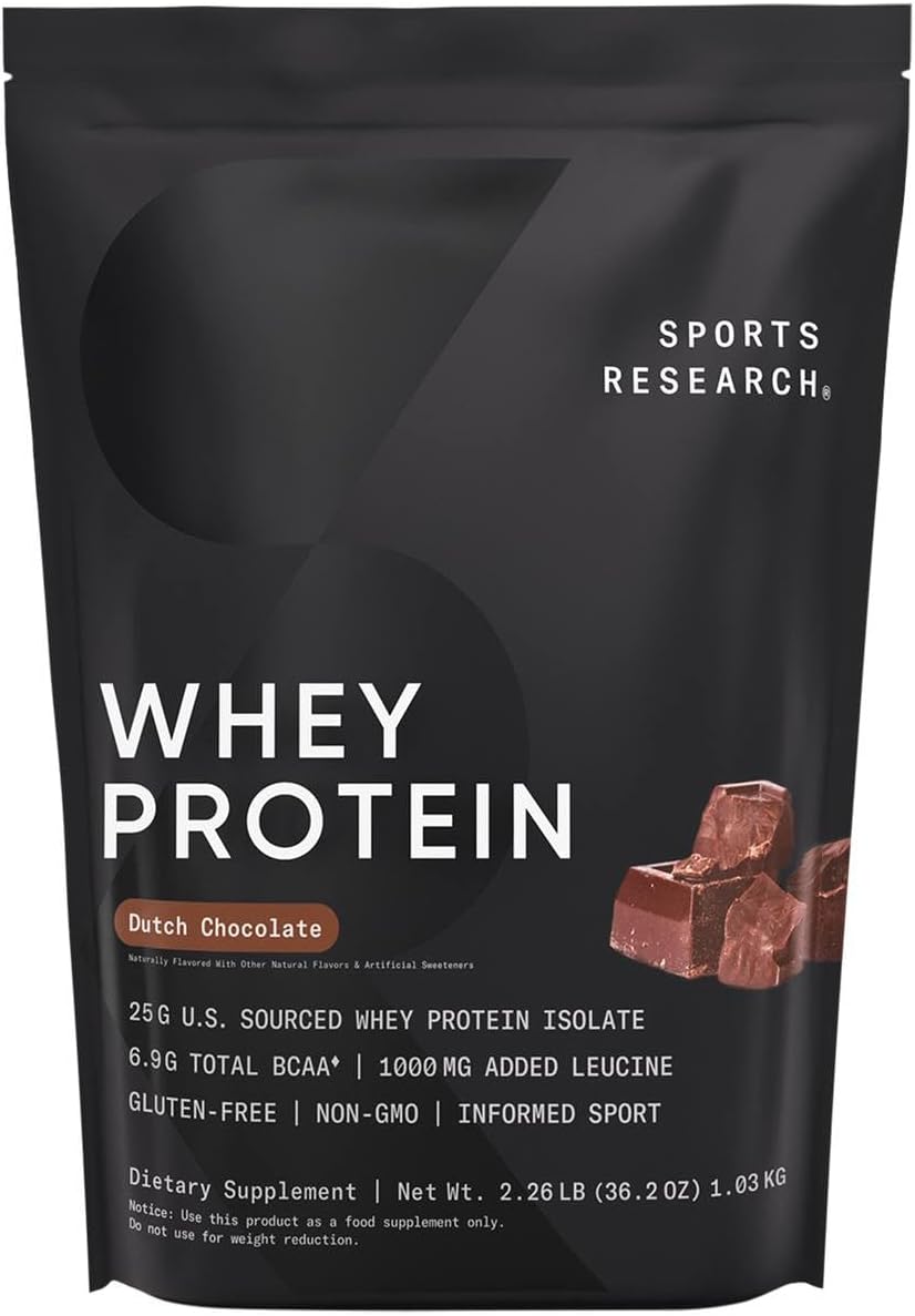Sports Research Whey Protein Isolate - Sports Nutrition Protein Powder 25g per Serving - 5lb Bag Whey Protein - Vanilla Flavor - Bulk Protein Powder, 56 Servings