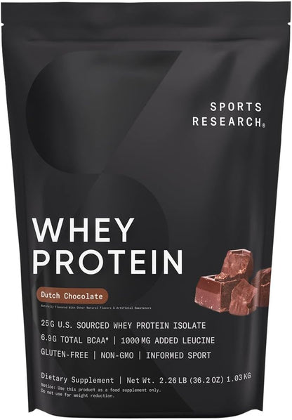 Sports Research Whey Protein Isolate - Sports Nutrition Protein Powder 25g per Serving - 5lb Bag Whey Protein - Vanilla Flavor - Bulk Protein Powder, 56 Servings