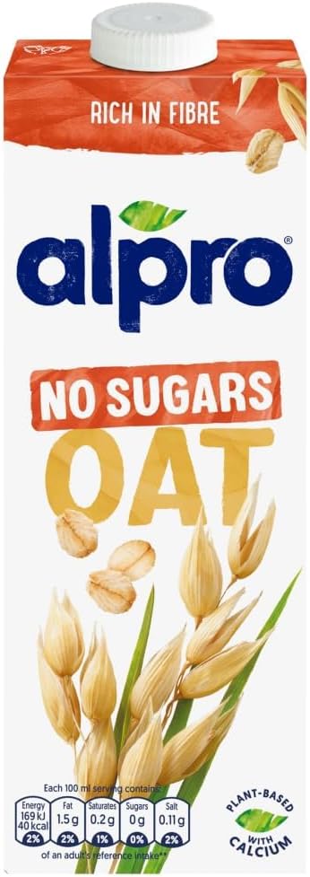 Alpro Oat Unsweetened Drink, 100% Plant-Based, Lactose Free - 1L