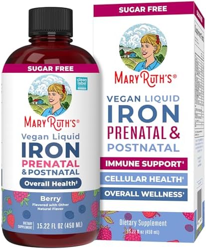 Iron Supplement Prenatal & Postnatal | Liquid Iron Supplement for Pregnant & Lactating | Iron Supplement for Iron Deficiency | Immune Support | Sugar Free | Vegan | Non-GMO | Gluten Free | 15.22 Fl Oz