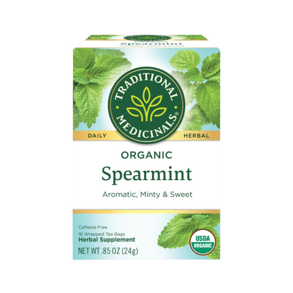 Traditional Medicinals Organic Spearmint Herbal Tea, Healthy & Refreshing, (Pack of 1) - 16 Tea Bags