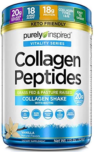 Purely Inspired Collagen Powder |Collagen Peptides Supplements for Women & Men | Collagen Protein Powder with Biotin | Paleo + Keto Certified | Unflavored, 0.9 lb (Packaging May Vary)