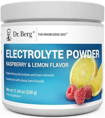 Dr. Berg Zero Sugar Hydration Keto Electrolyte Powder - Enhanced w/ 1000 mg of Potassium & Real Pink Himalayan Salt (NOT Table Salt) - Lemonade Flavor Hydration Drink Mix Supplement - 100 Servings