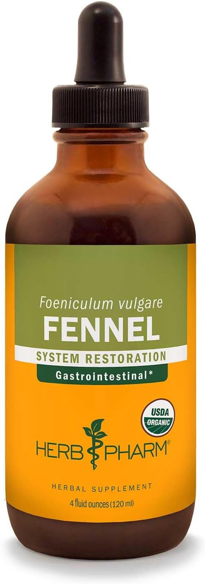 Herb Pharm Certified Organic Fennel Liquid Extract Drops for Digestive System Support, 1 Oz