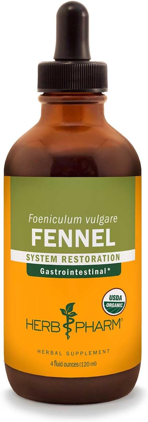 Herb Pharm Certified Organic Fennel Liquid Extract Drops for Digestive System Support, 1 Oz