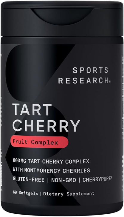 Sports Research® Tart Cherry Gummy Supplements | 600mg of NordicCherry™ | Enhanced Workout Recovery | Sugar and Sugar Alcohol Free - 60 Gummies for Adults, 1 Month Supply