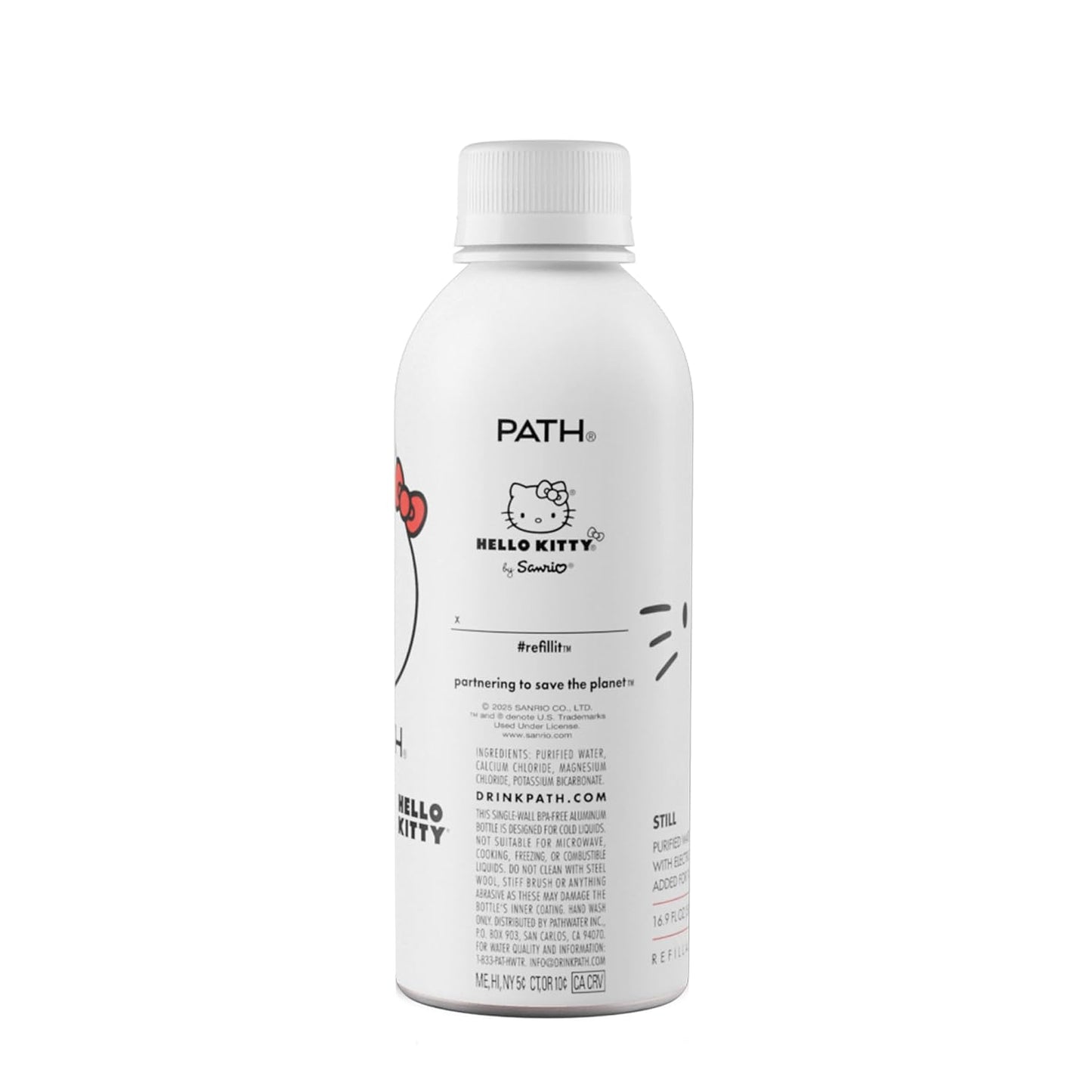 PATH x Hello Kitty Still Water - Ultra-Purified, pH-Balanced, Locally Sourced Aluminum Water Bottle - Infinitely Recyclable and Reusable 16.9oz (12 pack)