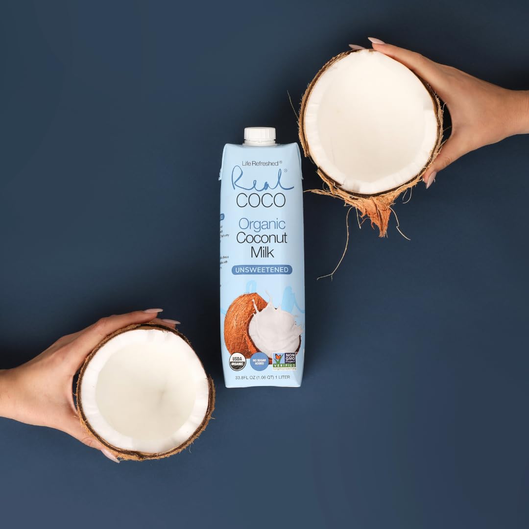 Real Coco Organic Original Coconut Milk Beverage, USDA Organic, No-Added Sugar, Plant Based, Dairy & Soy Free, Vegan, Keto and Paleo Friendly