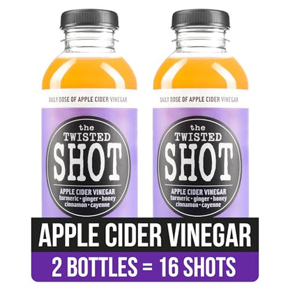 The Twisted Shot | Organic Apple Cider Vinegar Wellness Shots with Ginger, Turmeric, Honey, Cinnamon and Cayenne | Digestion, Immunity and Gut Health Support | Ready to Drink | , 2 oz Mini Bottles