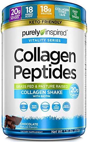 Purely Inspired Collagen Powder |Collagen Peptides Supplements for Women & Men | Collagen Protein Powder with Biotin | Paleo + Keto Certified | Unflavored, 0.9 lb (Packaging May Vary)