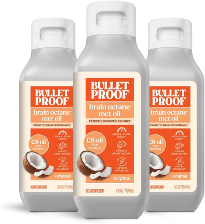 Bulletproof Coconut Brain Octane C8 MCT Oil, 16 Ounces, Premium Keto Supplement for Sustained Energy, Brain and Body Fuel, Unflavored, Add to Coffee and Smoothies, Packaging May Vary