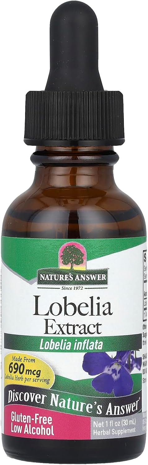 Nature's Answer Lobelia Herb | Promotes Overall Health & Well-Being | Made with Low Organic Alcohol | Gluten-Free, Non-GMO & Kosher Certified 1oz