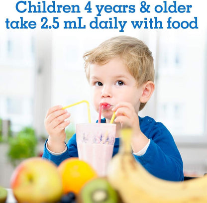 Garden of Life Kids Plant Omega-3 Liquid, Strawberry - Vegan Brain & Eye Support for Kids, Plant-Based Children's Omega 3 ALA, DHA & EPA Supplement for Children, Sugar Free & Non-GMO - 2 fl oz Liquid