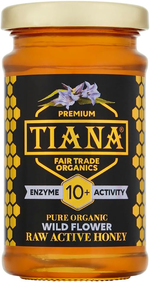 TIANA Pure Organic Raw Unpasteurised Wildflower Honey, Enzyme Diastase Activity 10+, 250g