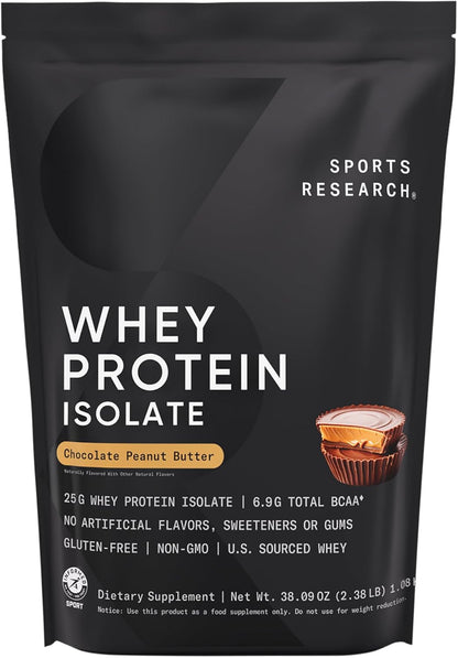 Sports Research Whey Protein Isolate - Sports Nutrition Protein Powder 25g per Serving - 5lb Bag Whey Protein - Vanilla Flavor - Bulk Protein Powder, 56 Servings