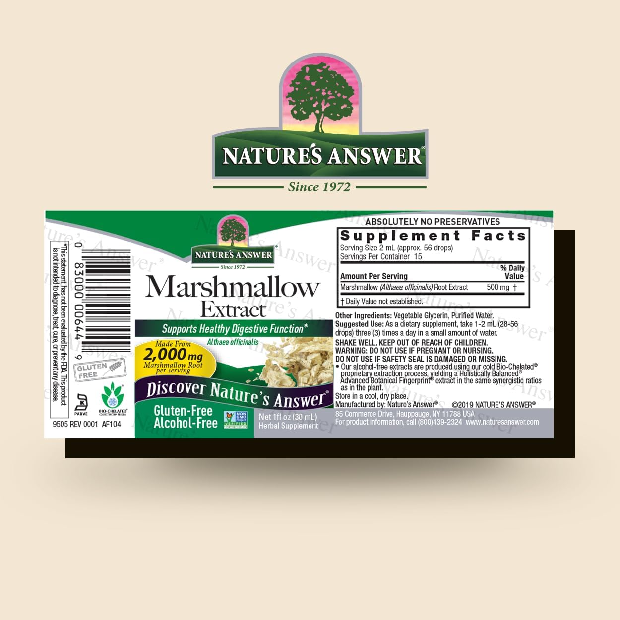 Nature's Answer Alcohol-Free Marshmallow Root, 1-Fluid Ounce