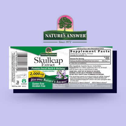 Nature's Answer Alcohol-Free Skullcap Herb Extract Supplement 1-Fluid Ounce Liquid | Natural Calming Supplement | Nervous System Support