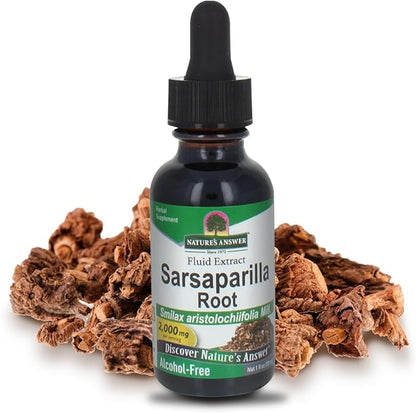 Nature's Answer Sarsaparilla Root Organic 1 Ounce Extract - Supports Liver Function, Detoxification, Cleanse Support - Alcohol-Free, Gluten-Free, Kosher, Made in USA