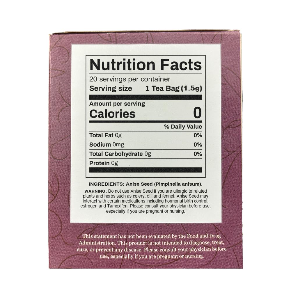 Organic Positively Botanicals Company, Anise Seed Herbal Tea Bags, 20 Count