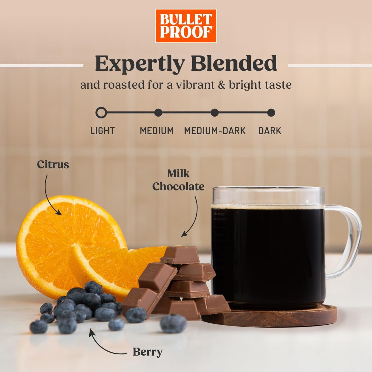 Breakfast Blend Whole Bean Coffee, Light Roast, 12 Oz, Bulletproof Luminate Keto 100% Arabica Coffee, Certified Clean Coffee, Rainforest Alliance, Sourced from Guatemala, Colombia & El Salvador