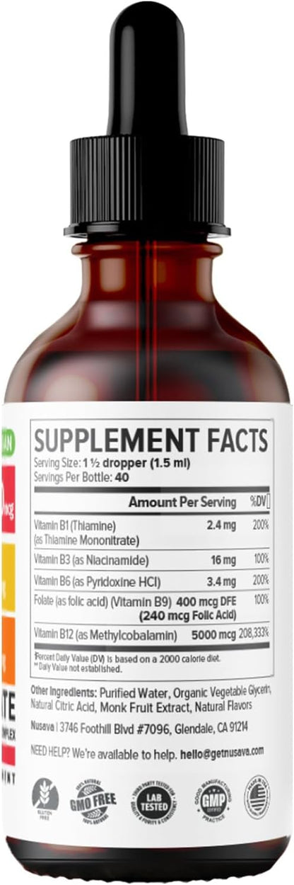 Vitamin B12 and B6 Liquid Drops, B12 Sublingual Vitamin B Complex - B 12 Vitamin 5000mcg - B12 Methylcobalamin for Energy, Brain, and Heart Support with 27,200 mcg, Raspberry, 40 Servings