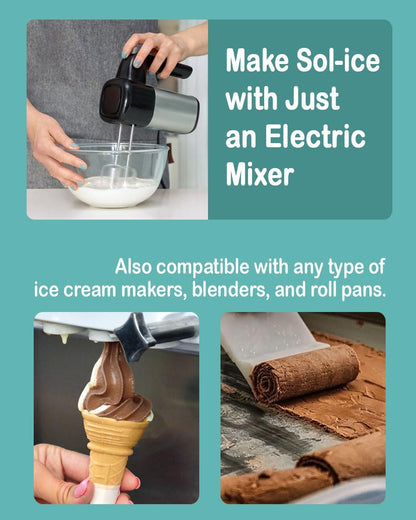 Sol-ice 0% Added Sugar Ice Cream Mix Powder | Dairy Keto Friendly | Whip with Just a Mixer or Machine | Vanilla 200g (makes 8-10 scoops) ice cream