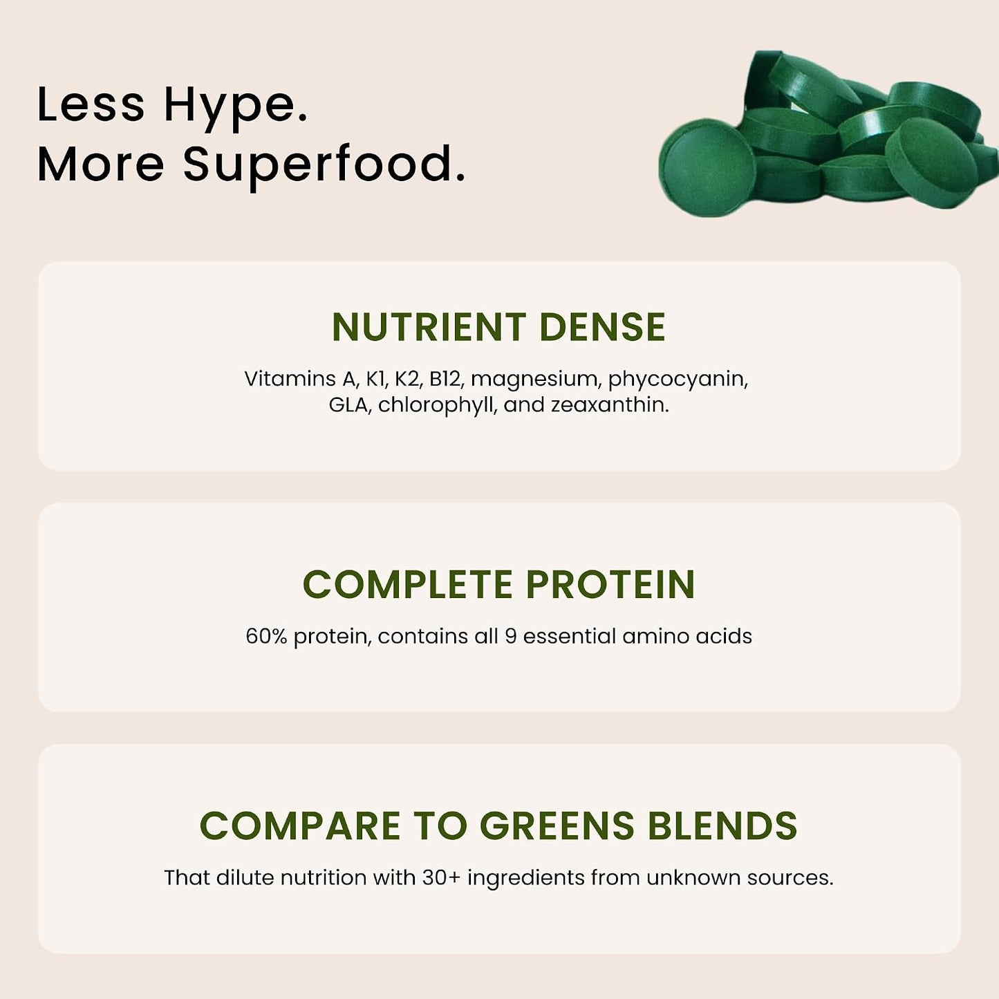 Nutrex Hawaii Pure Hawaiian Spirulina Tablets, Vegan, 500 mg, 200 Count | Spirulina Farm Grown in Kona, Hawaii, Non-GMO, Glyphosate Residue Free, 3rd Party Tested, 60% Protein, Superfood Supplement