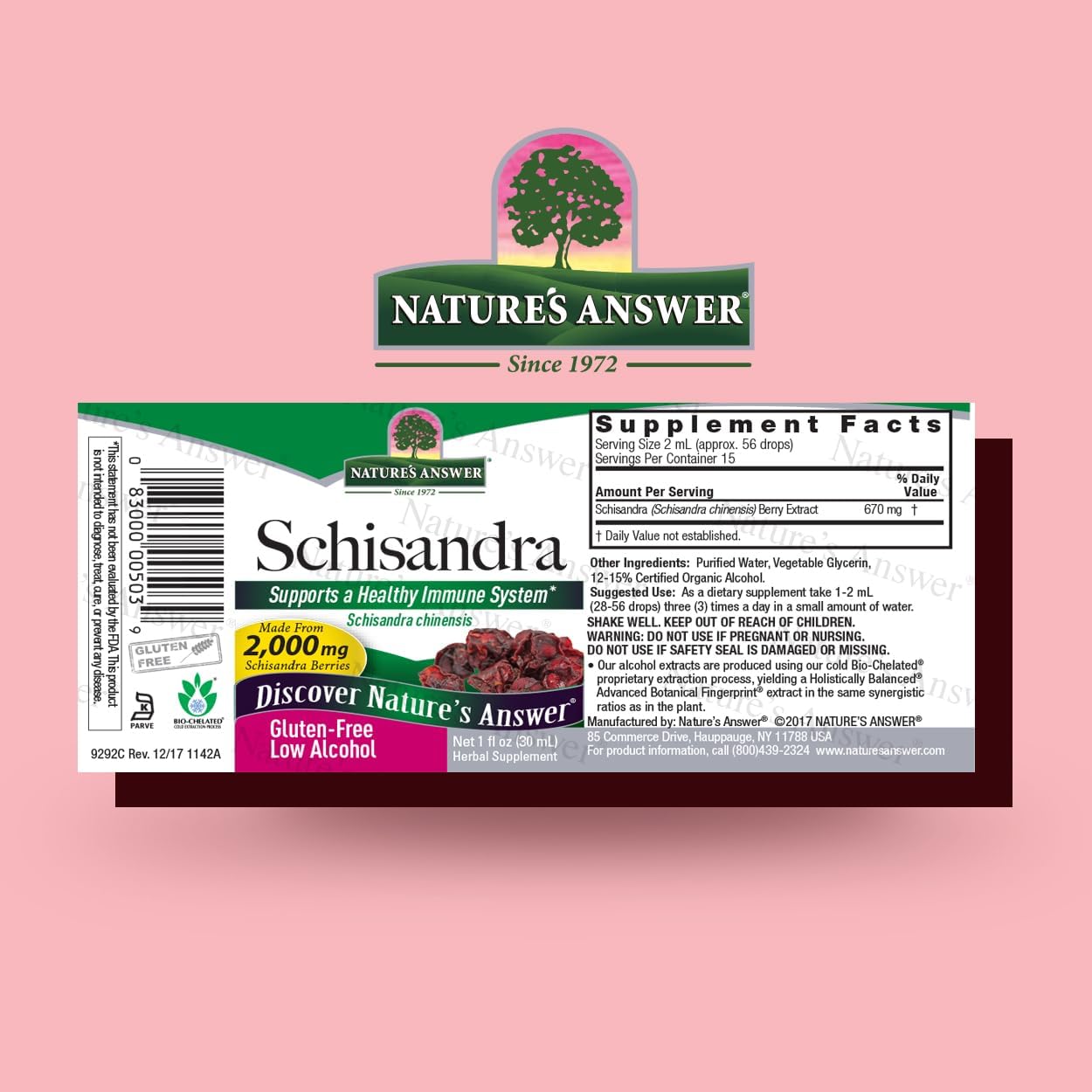 Nature's Answer Schisandra Berry Extract with Organic Alcohol, 1-Fluid Ounce | Digestive Health Support | Promotes Cognitive Improvement | Natural Stress Reliever