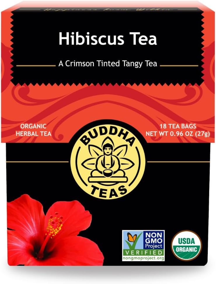 Buddha Teas Hibiscus Organic Herbal Tea, 18 Tea Bags