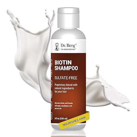 Dr. Berg Biotin Shampoo for Women & Men - Infused with Argan Oil, Biotin, & Revitalizing Botanicals - 8 Fl Oz