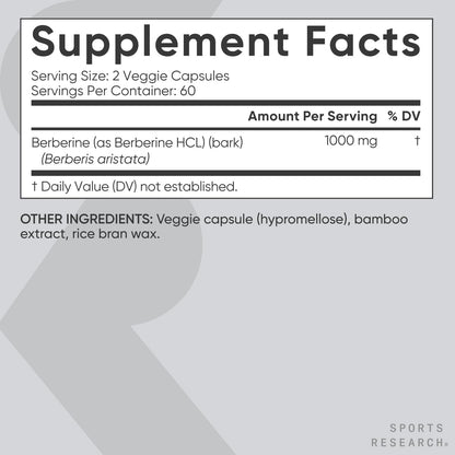 Sports Research Berberine Supplement with Coconut Oil - Herbal & Ayurvedic Metabolic Health Support - Berberine 500mg, 90 Softgels - Gluten-Free, Non-GMO Berberine Powder