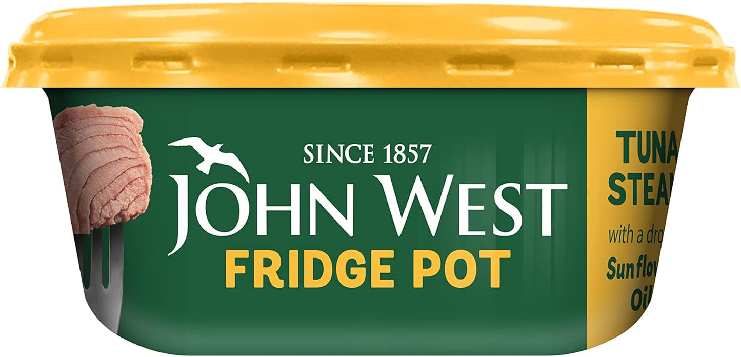 John West No Drain Fridge Pot Tuna Steak with a Little Sunflower Oil 3 X 110 g. Natural high in Protein