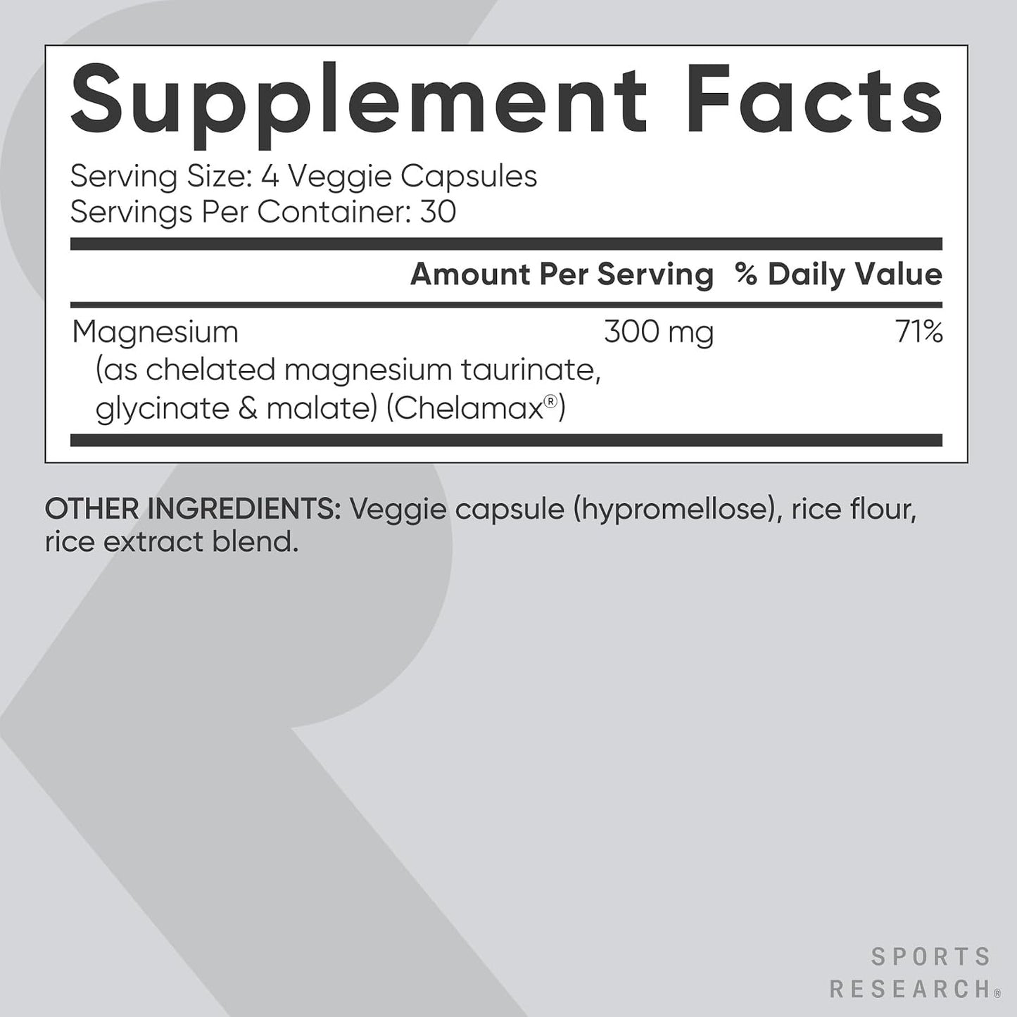 Sports Research® Triple Magnesium Complex 300mg, 120 Veggie Capules