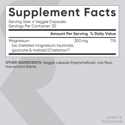 Sports Research® Triple Magnesium Complex 300mg, 120 Veggie Capules