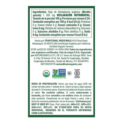 Traditional Medicinals Organic Spearmint herbal tea, Fair Trade Certified, 16 ct
