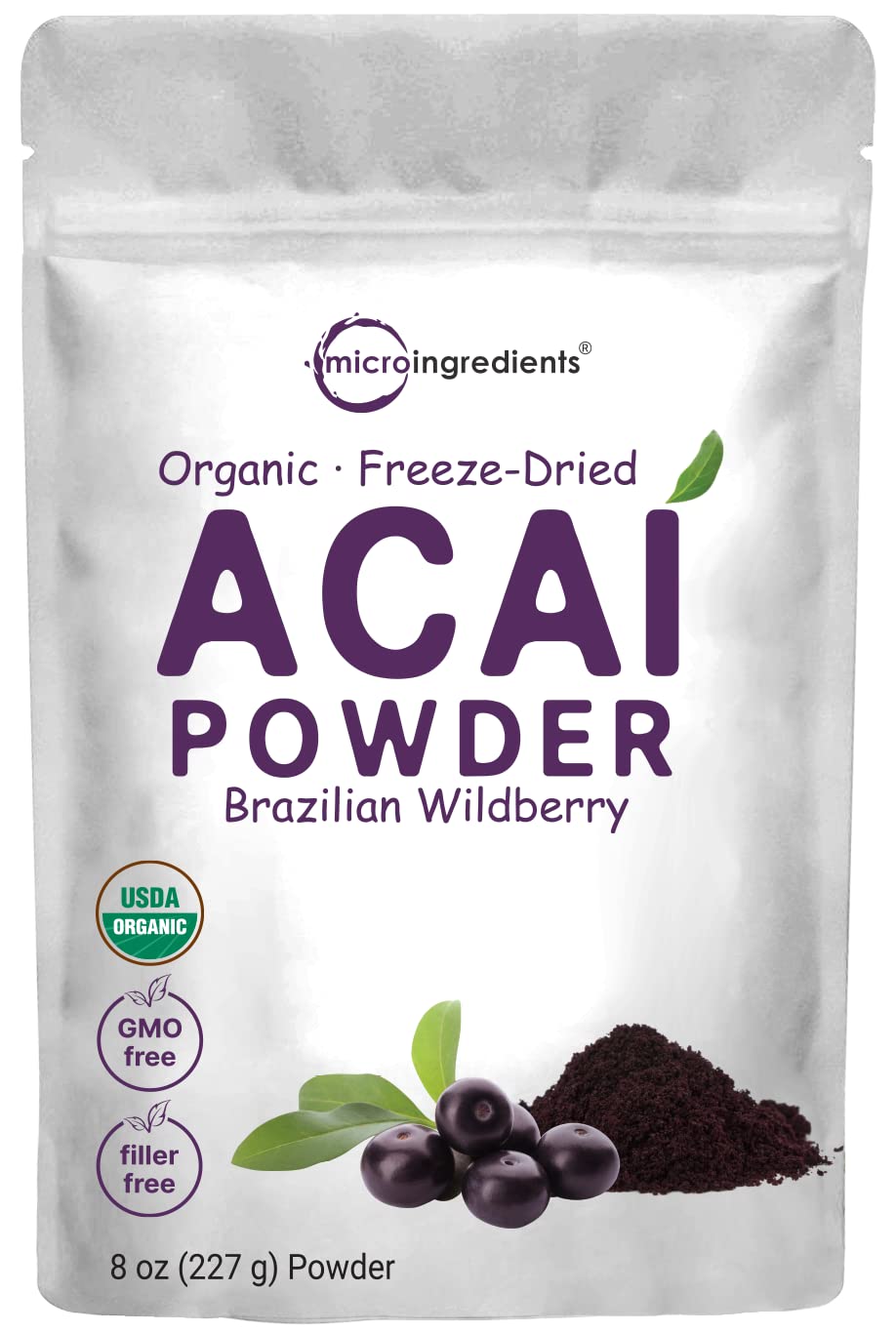 Organic Acerola Powder, 8oz | Natural Organic Vitamin C Superfood | No Sugar & Additives | Great Flavor for Drinks, Smoothie, & Beverages | Non-GMO & Vegan Friendly, Brazil Origin